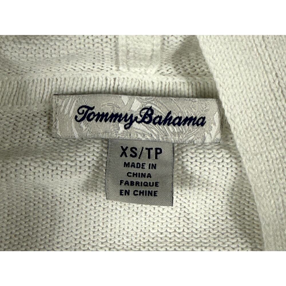 Tommy Bahama women's XS white hooded, ultra light open-front knit cardigan - Picture 3 of 8